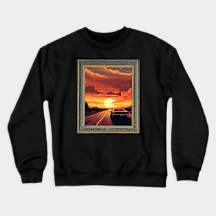 Car driving towards sunset Crewneck Sweatshirt